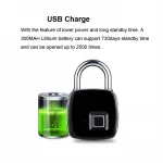 Fingerprint Padlock Smart Biometric Lock Quick Access Keyless Metal Waterproof Portable Security Lock Anti-Theft Padlock