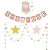 Import First Baby Girl 1st Party Hat Set with Crown Cake Topper I Am One Stars Banner Pink Paper Fan Balloons Happy Birthday Decoration from China