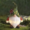 Flocking Gnomes Solar Garden Statues Outdoor Decor with LED Lantern Figurine Dwarfs Yard Ornaments