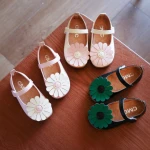 Floral Design Rubber Sole Baby Girls Walking Casual Dress Shoes Dance Pumps