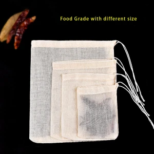 Food Grade Reusable organic cotton muslin bath tea bags from China factory