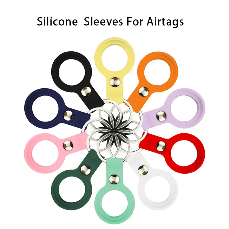 For Apple Airtags Liquid Silicone Protective Sleeve Locator Tracker Anti-lost Device Key Chain Protective Sleeve