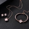 Four leaf grass hand fashion earrings necklace set with diamond jewelry sold directly to women jewelry manufacturers