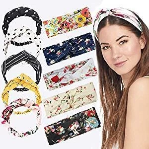 FREE SHIPPING CrissCross Vintage Flower Printed Womens Headbands Headwraps Hair Bands Bows Custom Elastic Hair Band Accessories