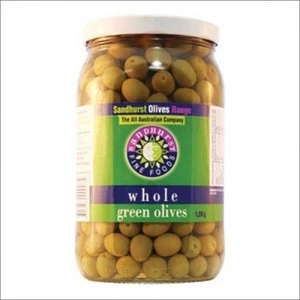 Fresh Green Olives Canned in glass jar
