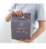 Girl's fashion portable thick canvas bag waterproof cooler bag for lunch mini picnic handbag