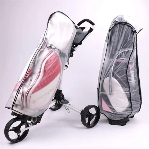 Golf Bag Rain Cover PVC Clear for Golf Bag Protection Cover Push Carts Waterproof Hood Heavy Duty Club Raincoat