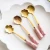 Import Good selling cute flower shape spoon ceramic handle golden Stainless Steel Tea Coffee Spoons set cutlery from China