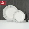 Grey marble high grade ceramic tableware restaurant round flat plate for Hotel