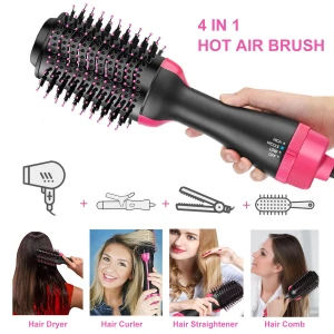 Hair Brush Private Label Flat Iron Hot Air Pick Electric Comb One Step Hair Dryer Fast Hair Straightener Brush Hot Air Brush
