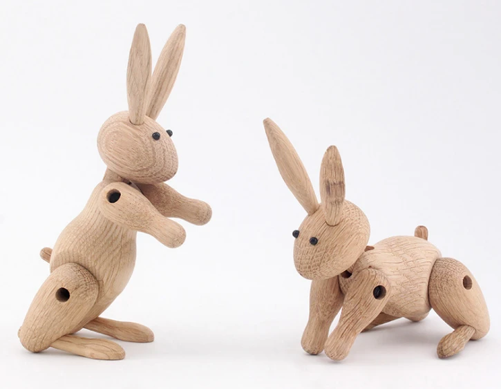Handmade nordic decoration creative wooden rabbit animal crafts for home decorative