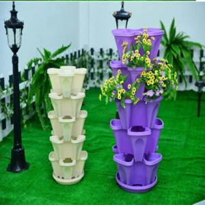 Hanging strawberry vertical stackable planter plastic garden pots flower pot