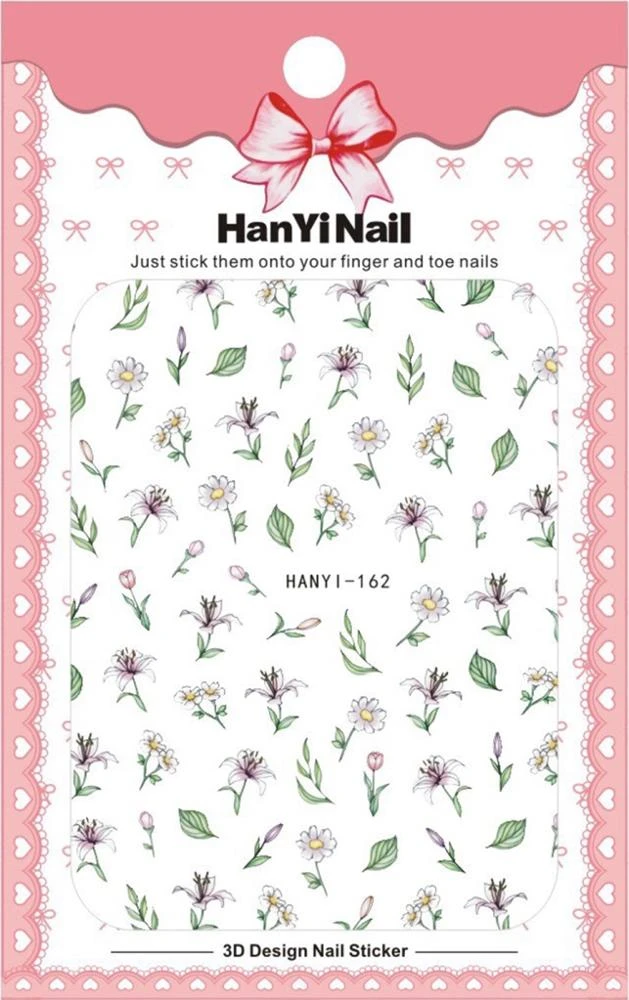 HANYI 161-200 New Design Nail Supplies Japanese Nail Sticker 3D nail Art Decoration decal Jewelry wholesale