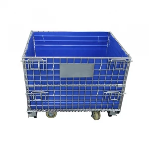 Heavy duty foldable wire mesh pallet storage cage with pp plate
