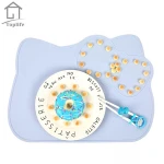 Hello Kitty shaped easy clean waterproof Non slip baby placemat silicone baby food mat for kids toddlers