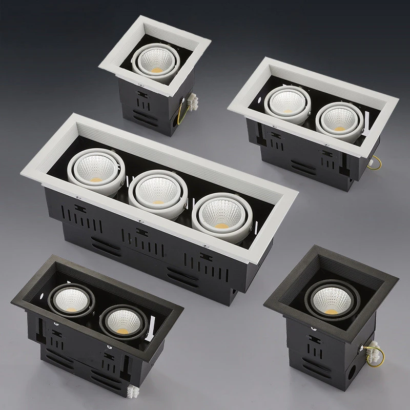 High CRI Angle adjustable CE Rohs approved Hotel Residential lighting 1 2 3 heads 10W 20W 30W  Led Grille downlight
