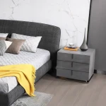 High End PU Upholstery Bedside Table Grey Night Stand