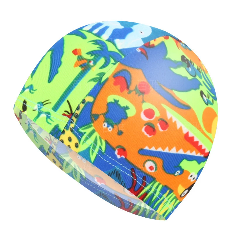 High quality cartoon color printing new  childrens swimming cap silicone swimming pool cap