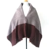 High quality color block acrylic woven poncho suitable for autumn and winter