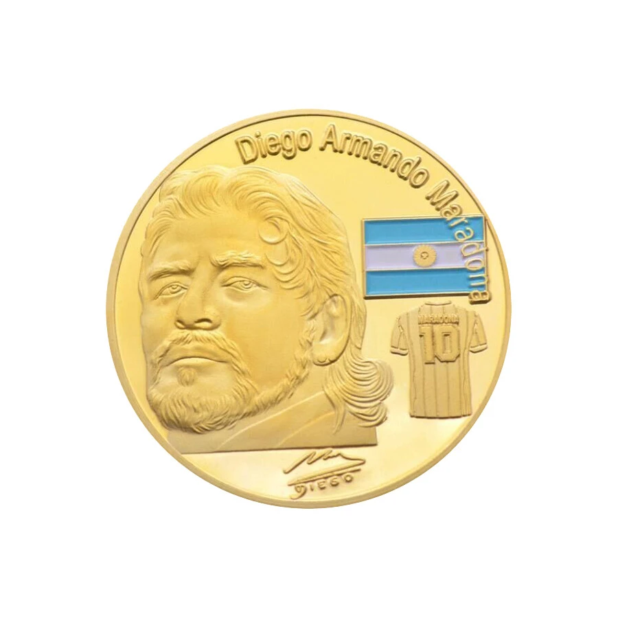 High quality football star Maradona commemorative coin printing gift gold coin collection souvenir Coins