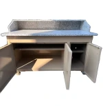 High Quality Italian Handcrafted Pizza Table with Iron and Marble Granite Wheels for Outdoor Home or Garden Use Forni Magliano