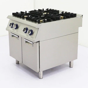 high quality stainless steel 4 burner gas cooker with cabinet