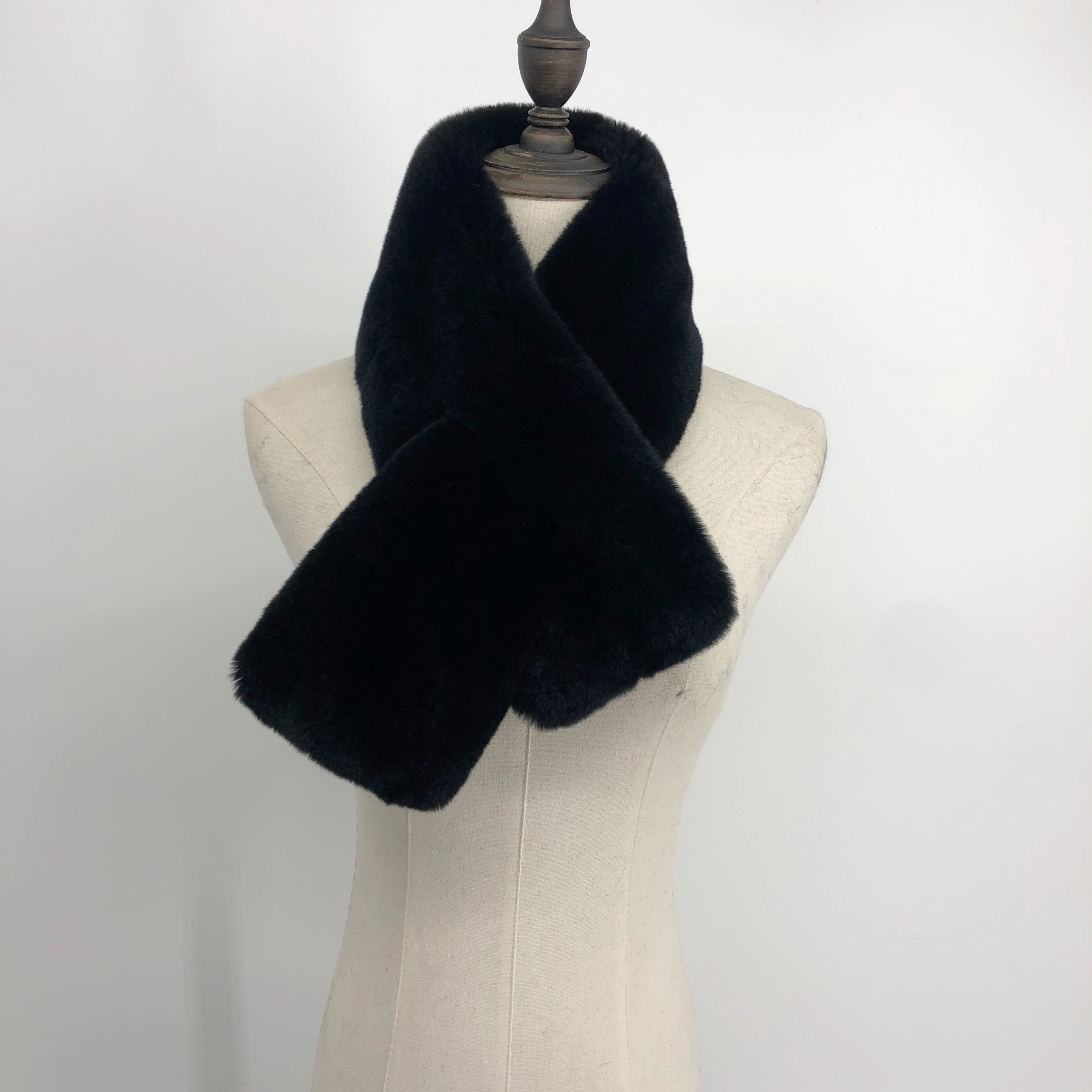 high quality women fashion factory wholesale real rex rabbit fur scarf in animal fur neck warm fur collar