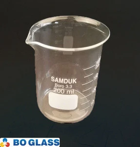 High temperature borosilicate glass beaker in laboratory