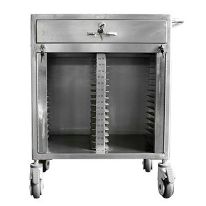 Hospital Furniture 30 Case  304 Stainless Steel Medical Record Trolley