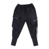 Hot custom solid color black cotton printed casual streetwear drawstring jogger pants men