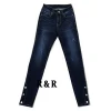 Hot new products women jeans with rivet wholesale colombia trousers skinny