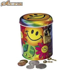 Hot sale cute metal cash tin box money box with lock and key