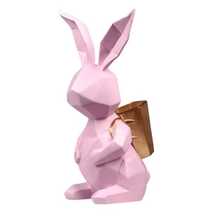 HOT Sales  resin animal craft indoor  rabbit statue with vase on back  for home decor
