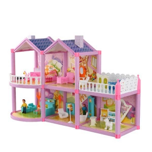 Hot Selling Kids Playing House Villa Scene With Pigs Princess House Assembly Furniture Toys