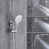 Hotel Modern Bathroom Bath Exposed Chrome Brass Shower Faucet Mixer Set Rainfall Shower Set