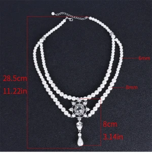 HOWAWAY Round Imitation Pearl Necklace Wedding Pearl Necklace for Brides White Choke necklace for handmade pearl jewelry