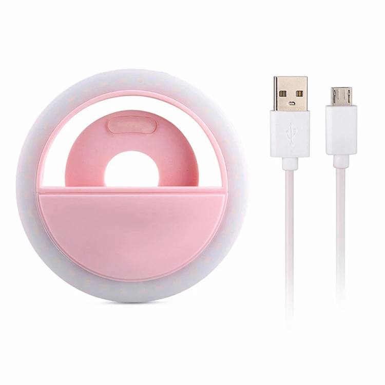 Huihuang Portable Rechargeable USB Charging Clip Mobile Cell phone LED Selfie Ring Light Fill Light