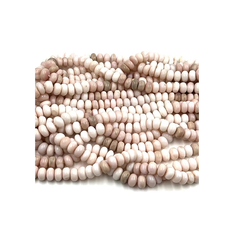 India Wholesale Semi Precious Rondelle Beads Pink Opal Smooth Rondelle Beads-10-12mm
