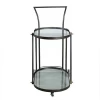Industrial/Home Iron Bar Cart/Trolley with Clear Glass Top