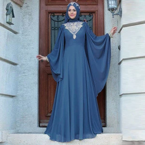 Islamic Moslem New Women Long Skirt Printed High Waist Swing Dress Abaya