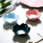 Japanese Cherry Blossom Ceramic Salad Snack Plate Vinegar Soy Sauce Dish