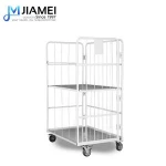 JIAMEI Silver Rolling Storage Cage Industrial Container Supermarket Logistic Cart