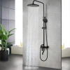 JIENI Black Painting Rainfall Shower Faucet Brass Hand Shower Bidet Tub Set Mixer Tap