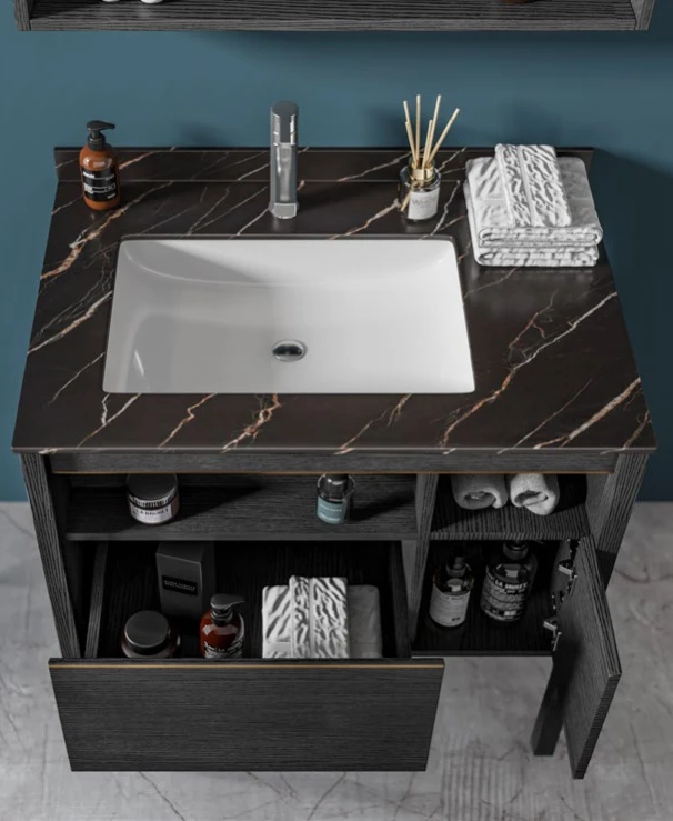KBV-3909 Modern Single Vanity Wash Basin Bathroom Sink With Cabinet Modern