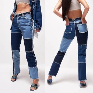 KD4449  New Arrivals 2021 Fashion High Elastic  Patchwork Denim Jean Women Jeans Pants