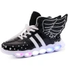 Kids Light up Shoes with wing Children Led Shoes Boys Girls Glowing Luminous Sneakers USB Charging Shoes