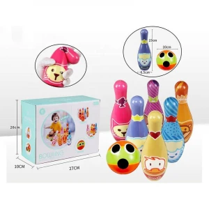 Kids Sport Toy Soft Safety Colorful Squeeze Solid PU Bowling Set Toy