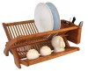 Kitchen 2 Tier Bamboo Foldable Dish Drying Rack Collapsible Dish Drainer Wooden Plate Drainer Rack