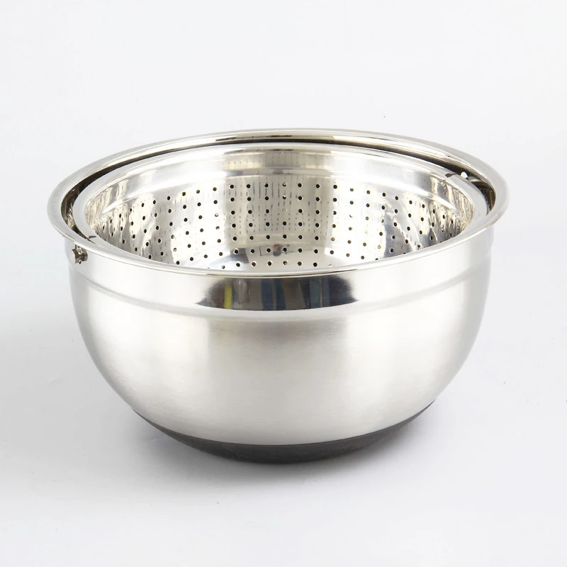 Kitchen Rice Fruit Collapsible colander Strainer Stainless Steel Vegetable Washing Bowl