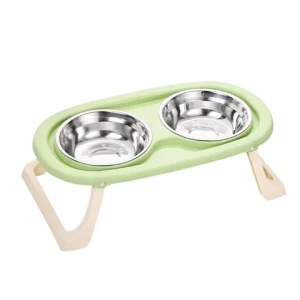 Large Capacity Double Dual Pet Bowl Raised Stainless Steel Bowls with Plastic Frame